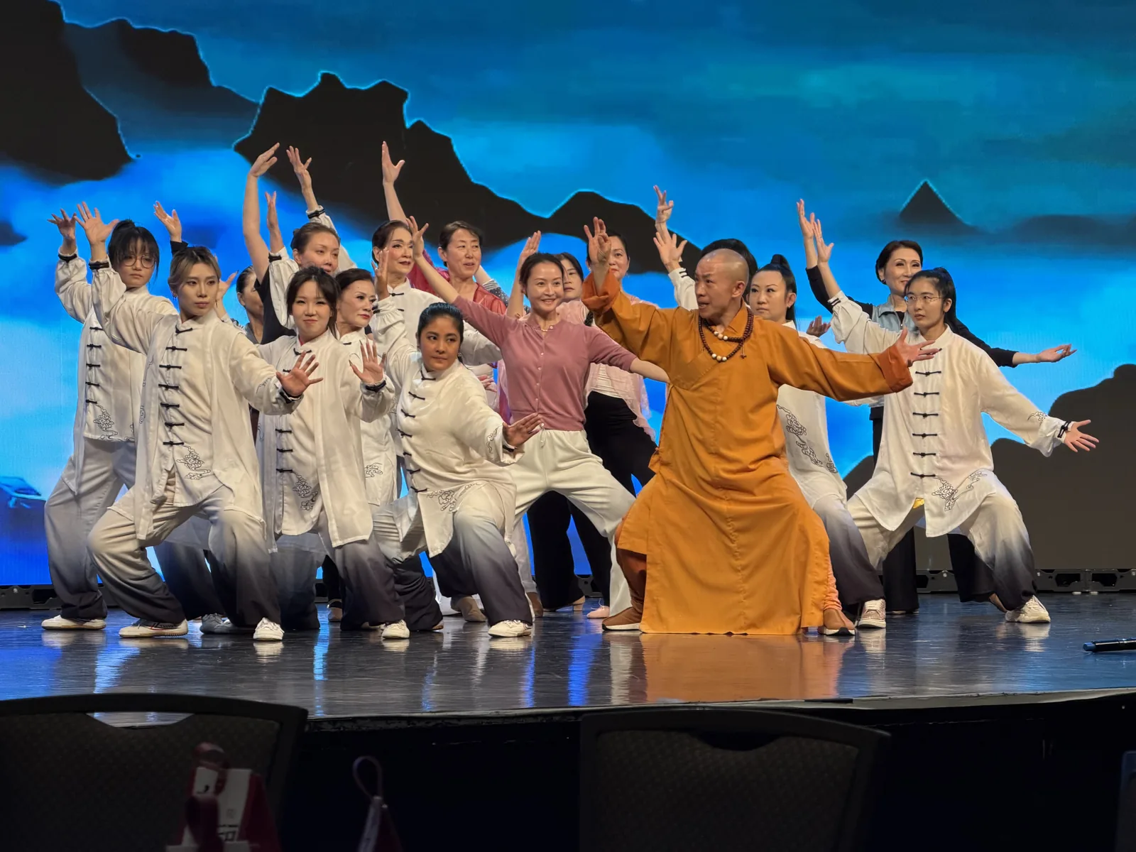 Kung Fu weapons demonstration on stage